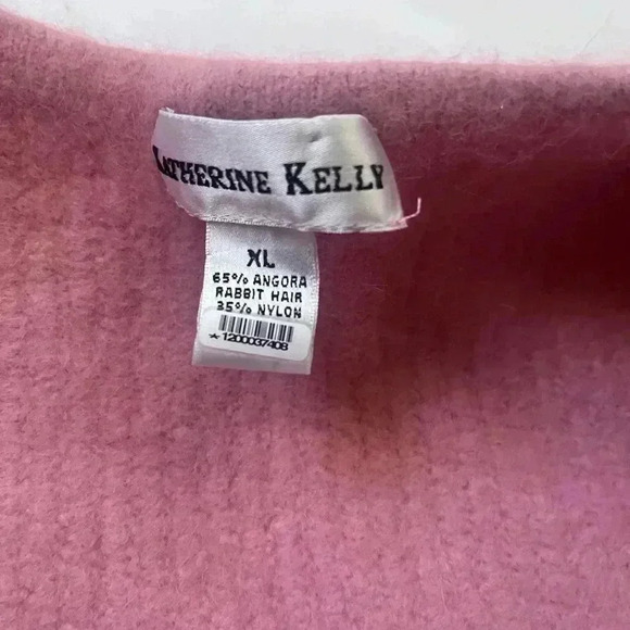 Katherine Kelly Angora Button Front Cardigan Sweater pink girls Large soft warm - Picture 5 of 7